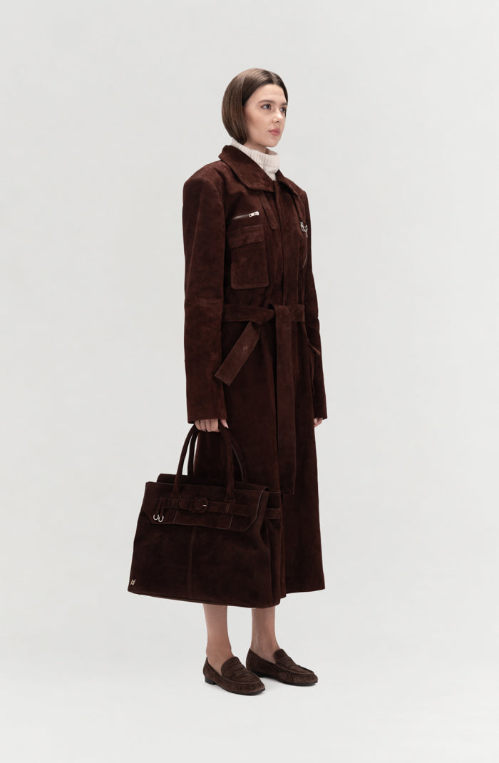 Eloura Oversized Suede Bag Brown