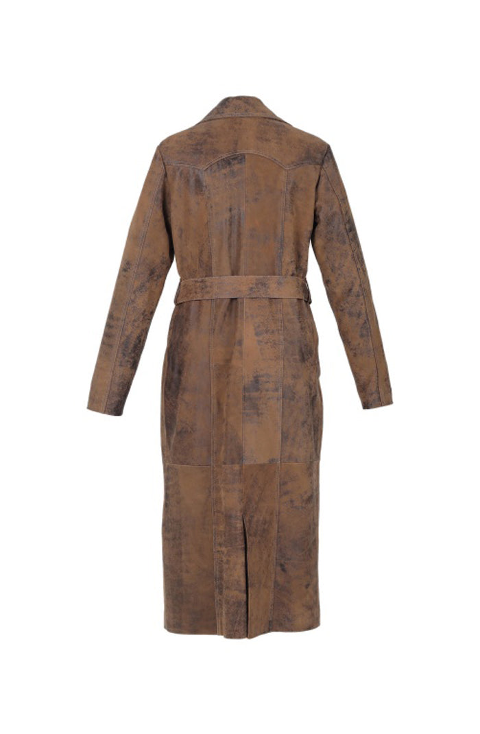 Zinnia Leather Coat Washed Brown