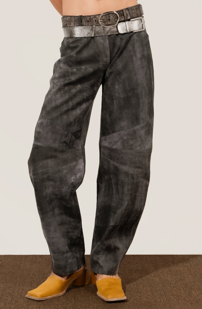 Gabriel Leather Pants Washed Grey
