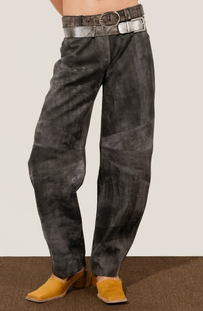 Gabriel Leather Pants Washed Grey
