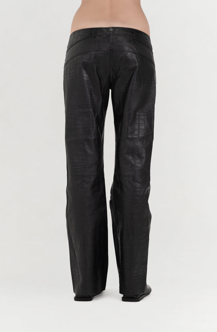 Isaac Leather Pants Black Croc