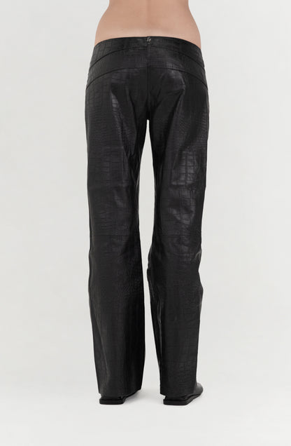 Isaac Leather Pants Black Croc