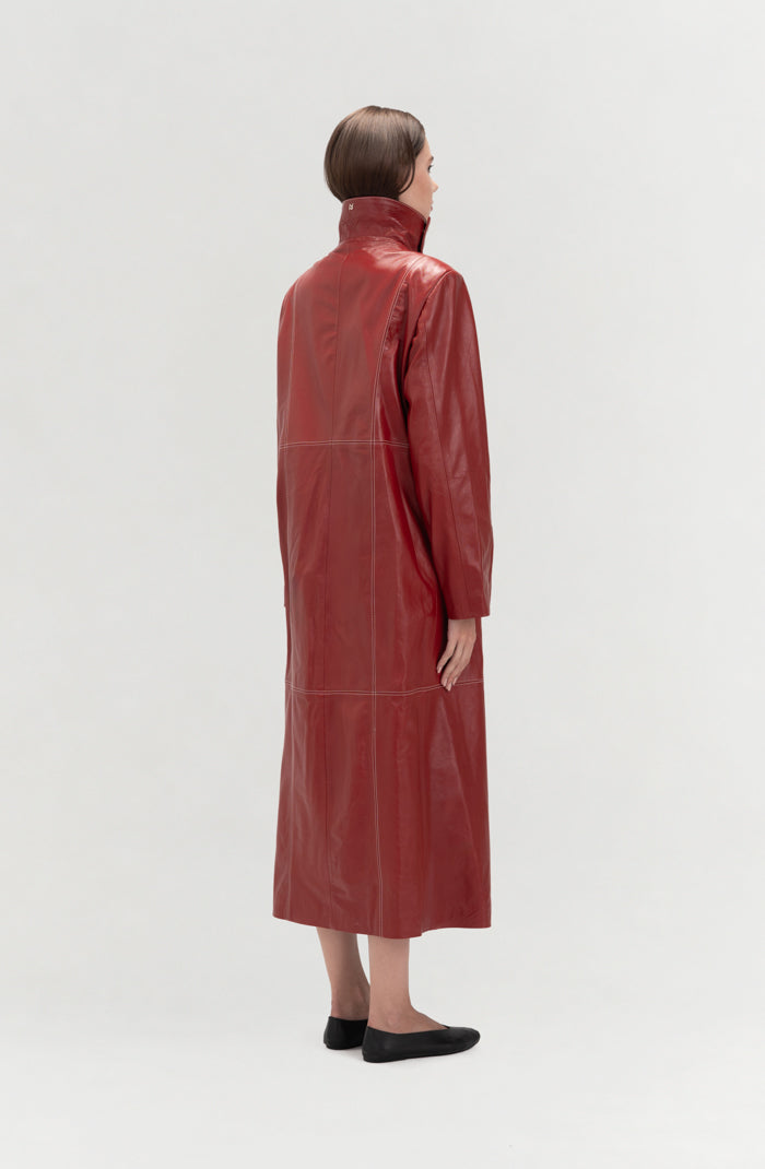 Kevin Leather Coat Red