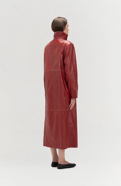 Kevin Leather Coat Red