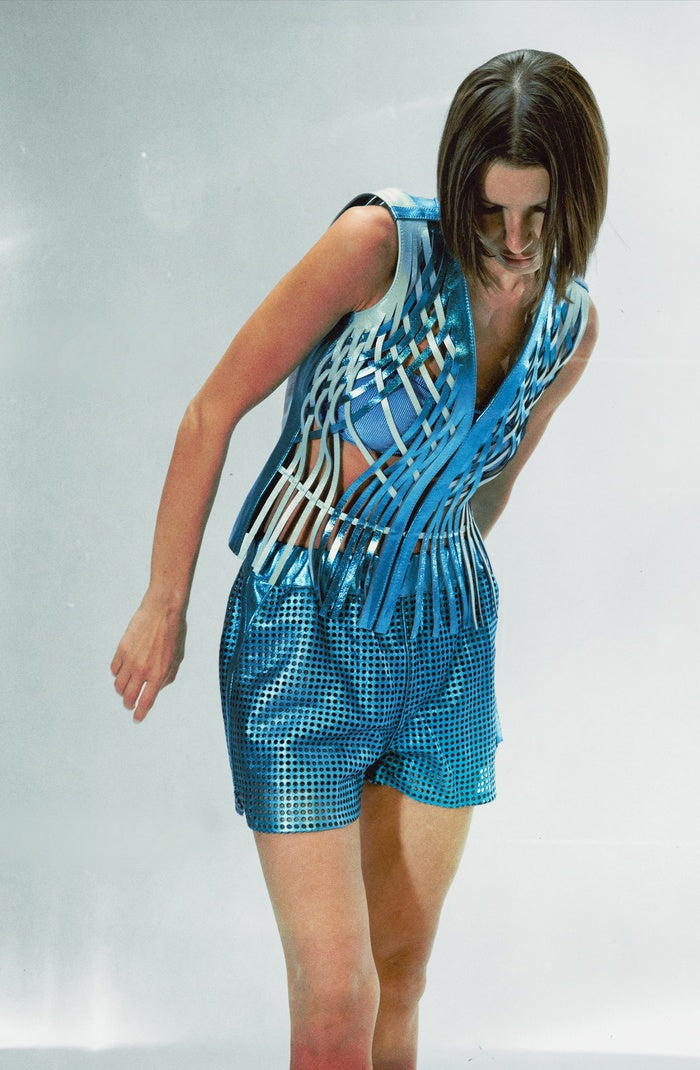 Attalea Leather Vest II Electric Blue