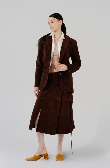 Polaris II Leather Blazer Brown Suede