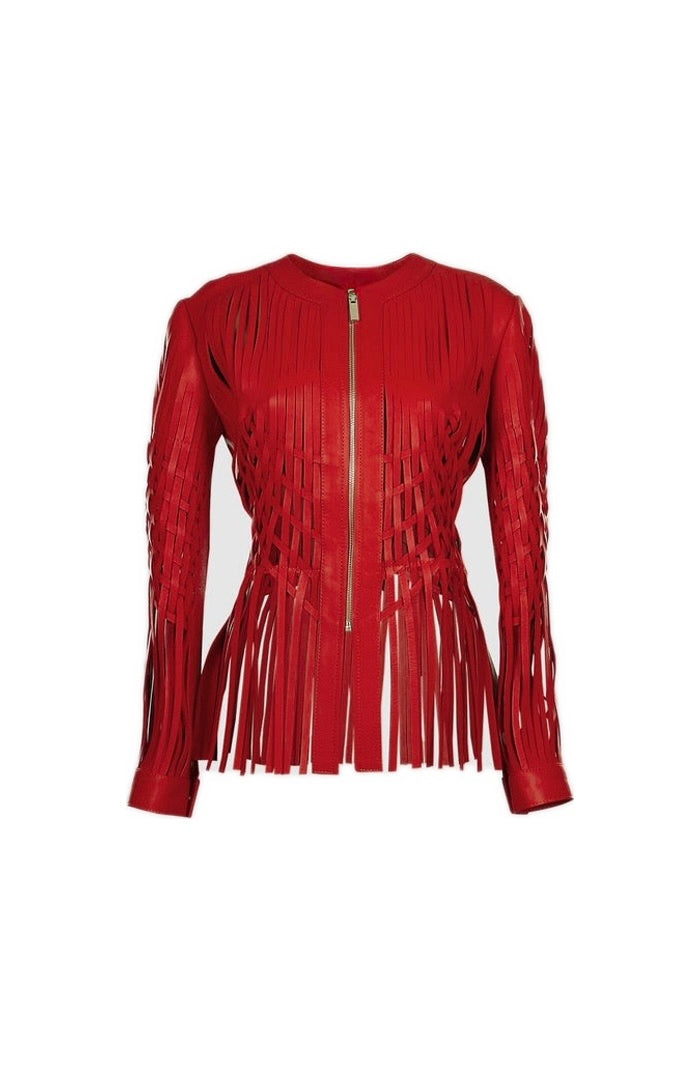 Attalea Leather Jacket Red