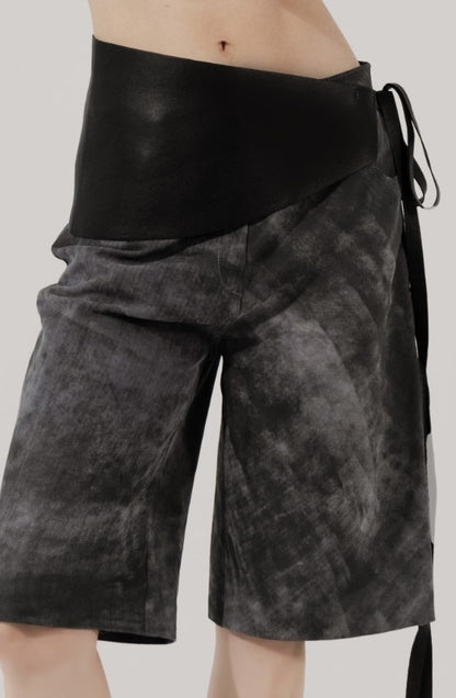 Callie Leather Bermuda Shorts Washed Grey