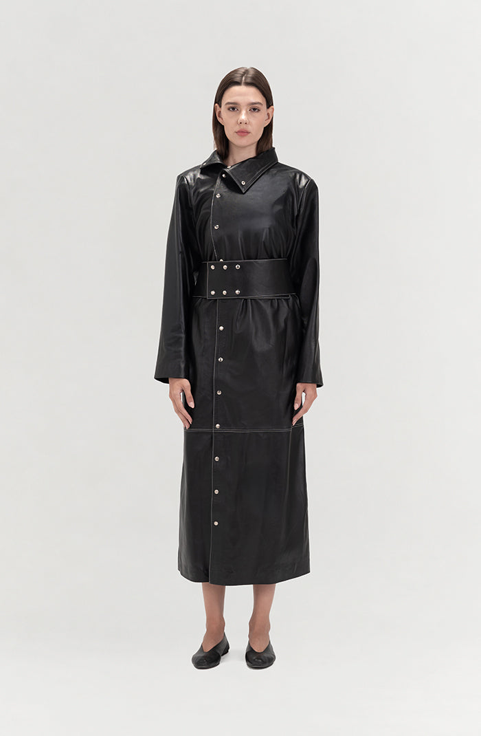 Kevin Leather Coat Black