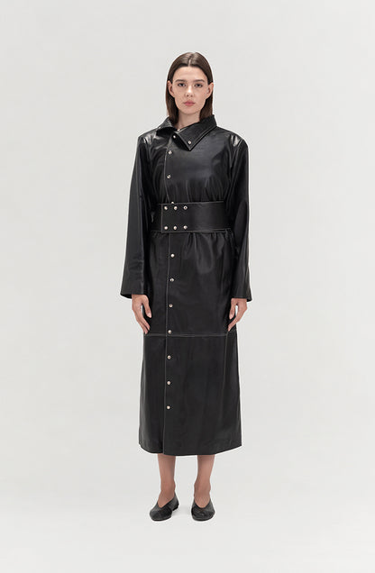 Kevin Leather Coat Black