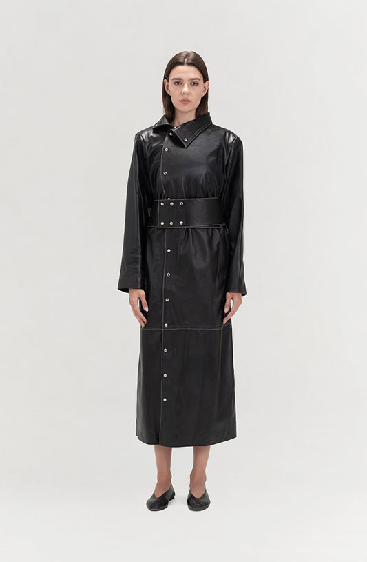 Kevin Leather Coat Black