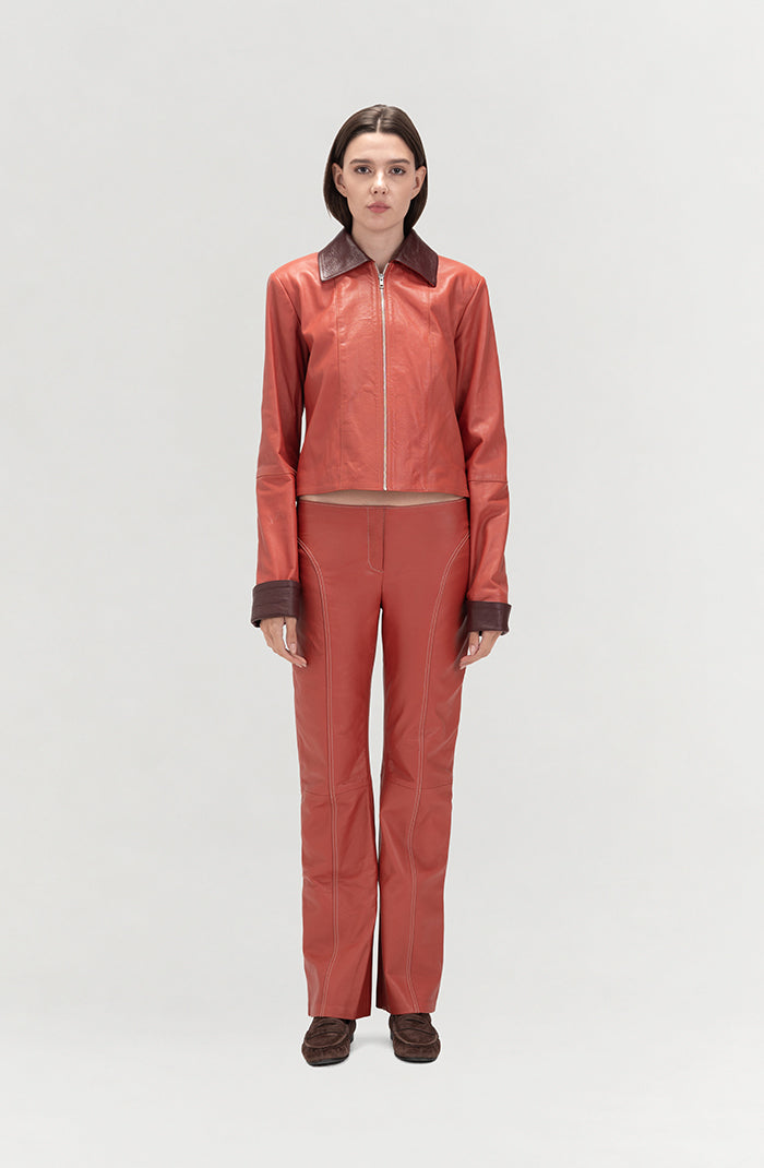 Isaac Leather Pants Orange