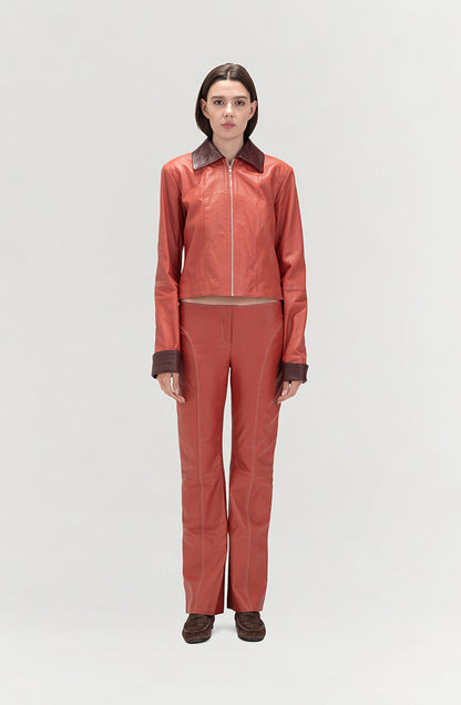 Isaac Leather Pants Orange