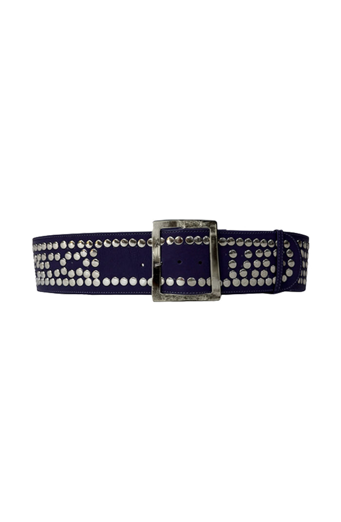 Esther Studded Leather Belt Plum Purple
