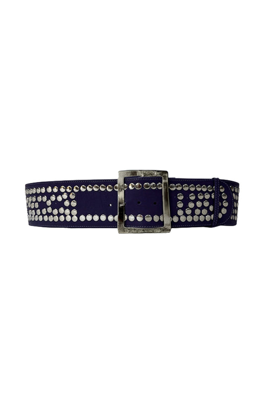 Esther Studded Leather Belt Plum Purple