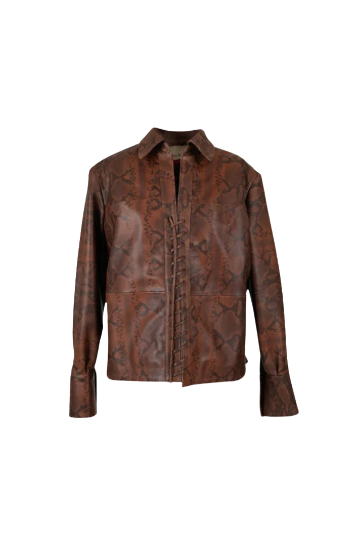 Liana Leather Shirt Snake Print