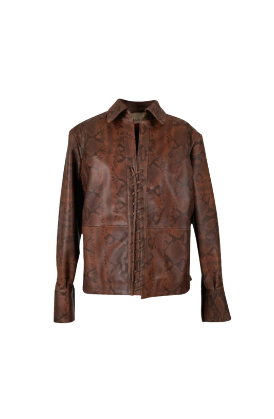 Liana Leather Shirt Snake Print