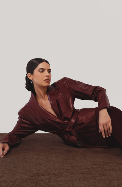 Damian Leather Jacket Burgundy