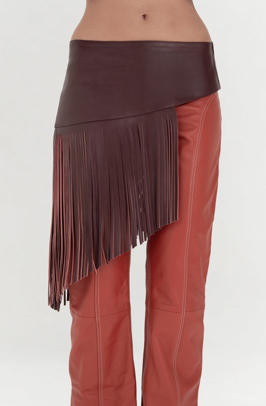 Gianna Leather Belt Burgundy