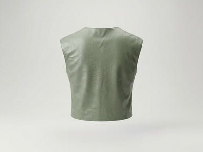 Fiona Leather Top Electric Lime Green