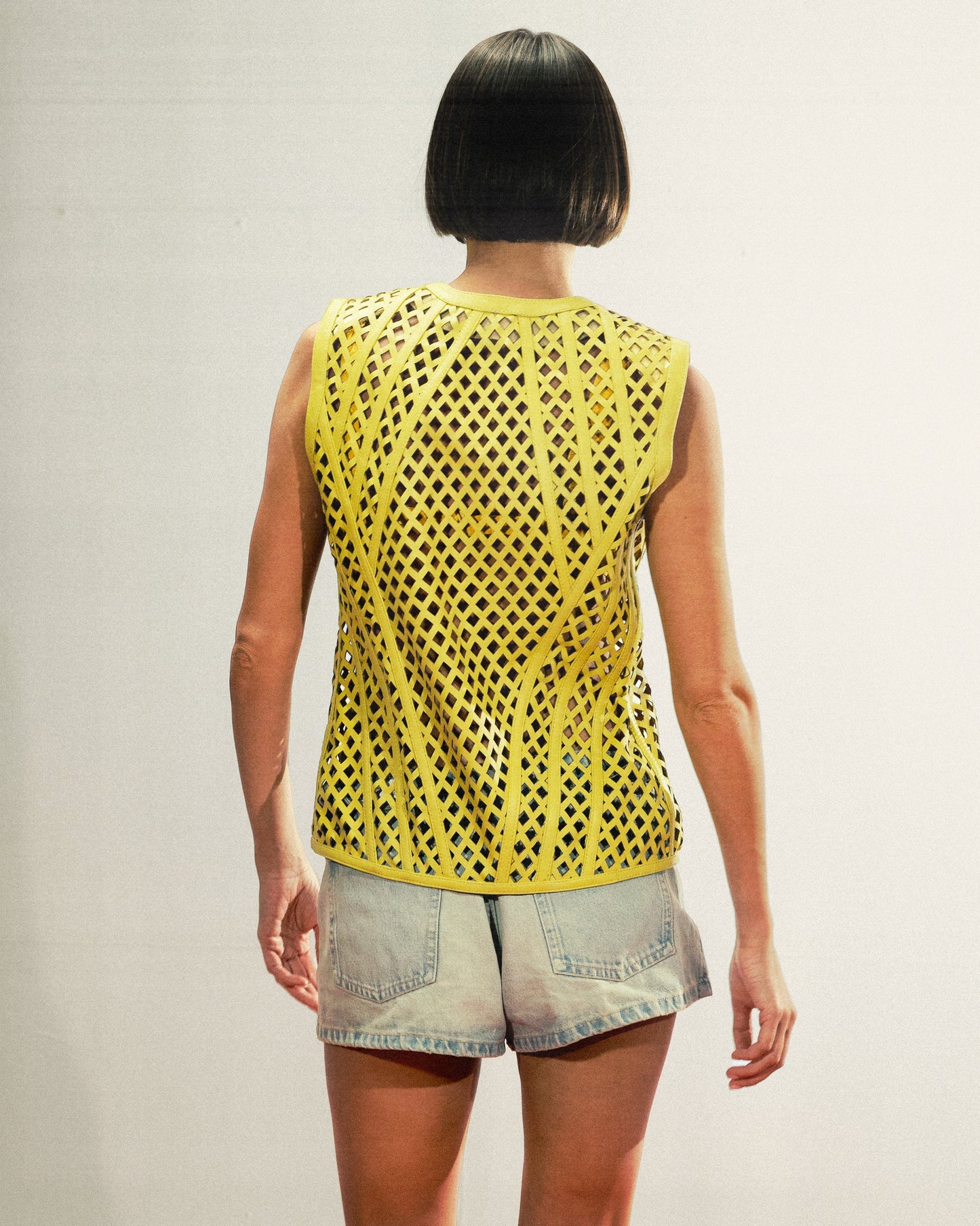 Aurelia Leather Vest Yellow