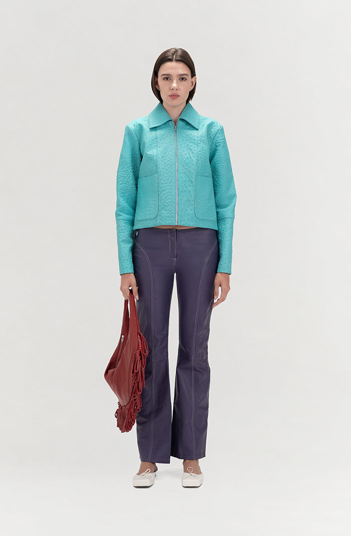 Isaac Leather Pants Plum Purple