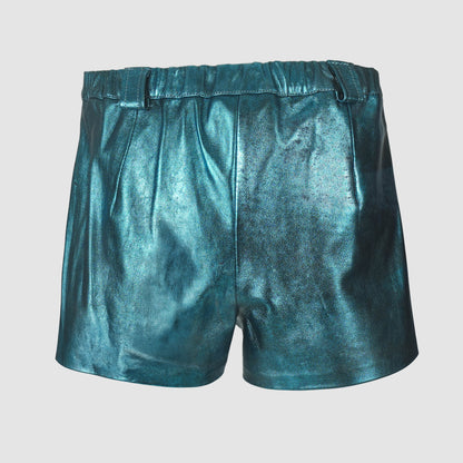 Moonbow Leather Shorts Washed Turquoise