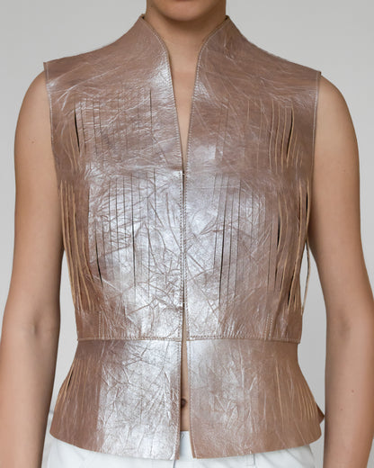 Ayla II Leather Vest Dusty Rose