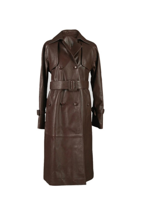 Dahlia Leather Coat Brown