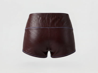 Jason Leather Shorts Burgundy