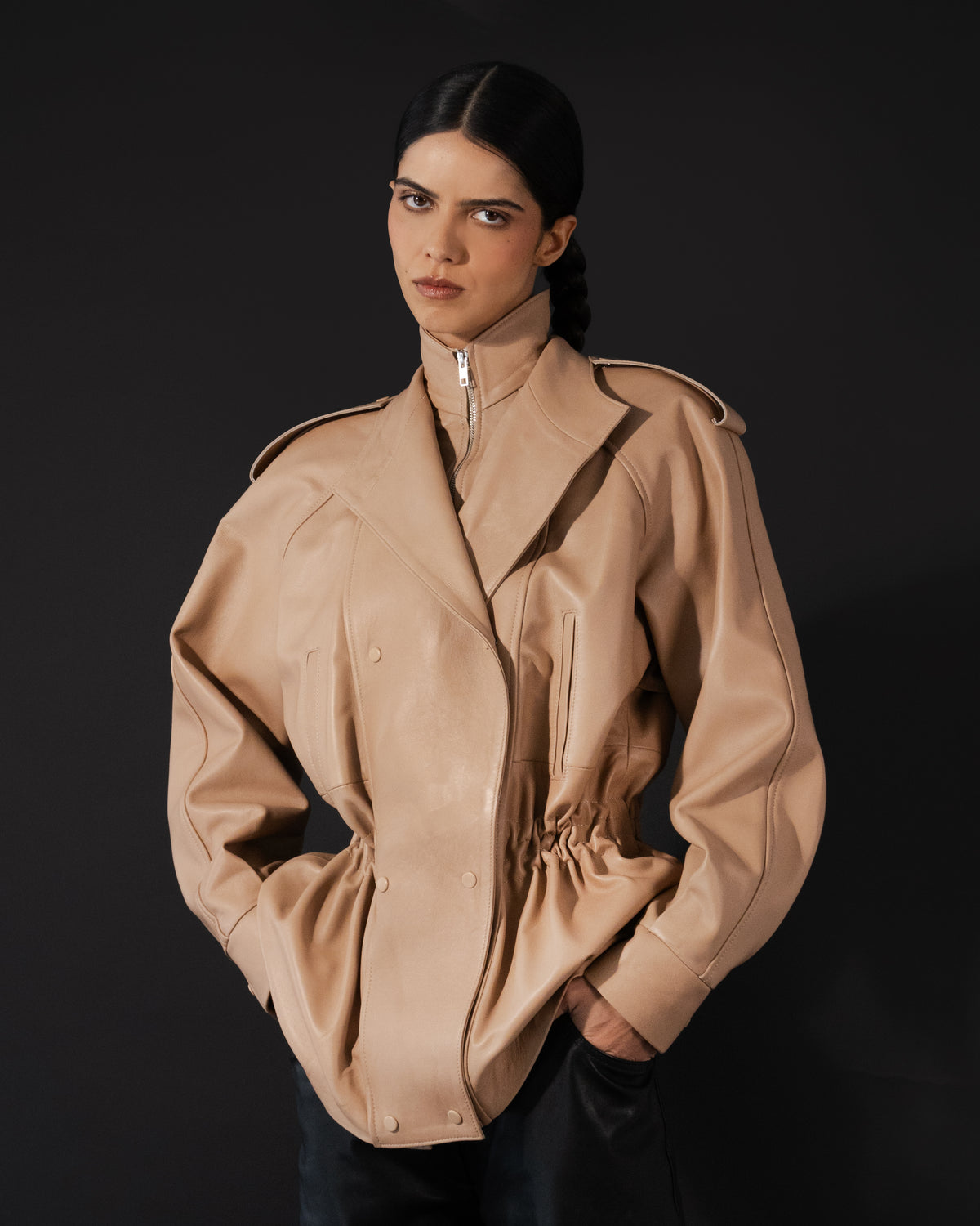 Gavin Leather Jacket Nude Beige – Double A Official