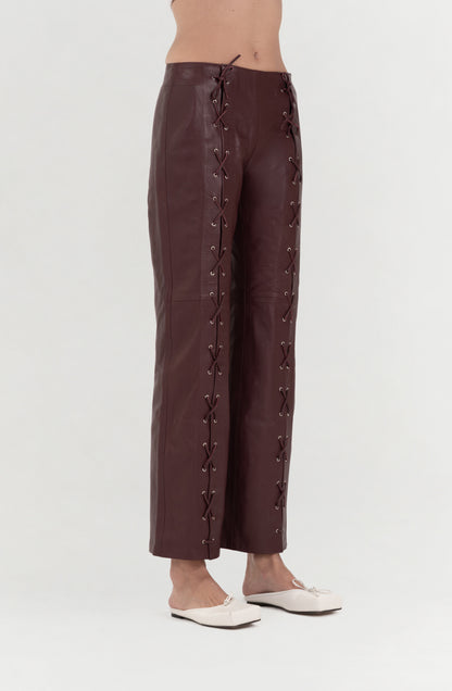 Adrian Leather Pants Burgundy