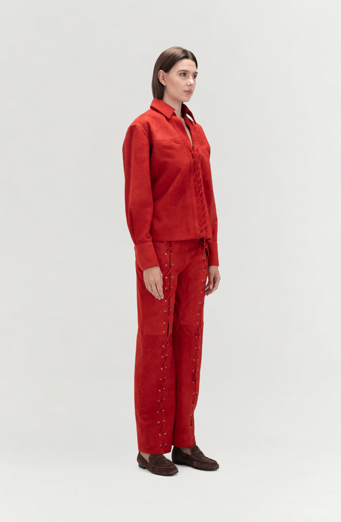 Liana Suede Shirt Red
