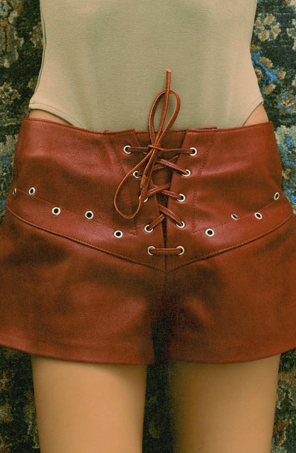 Jason Leather Shorts Red