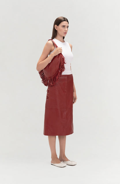 Jason Leather Skirt Red