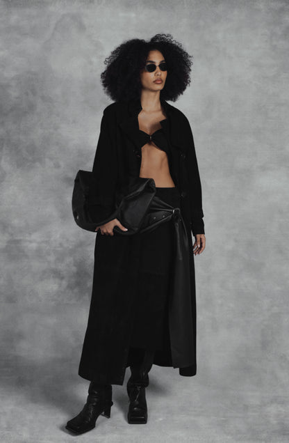 Astrid Suede Coat Black