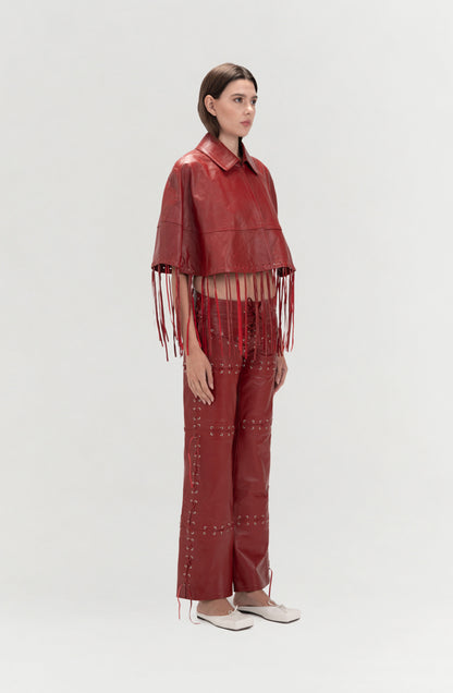 Ella Leather Cape Red