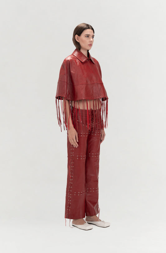 Ella Leather Cape Red