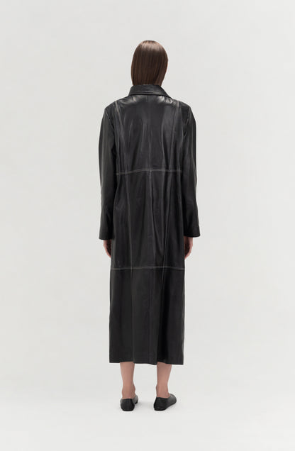 Kevin Leather Coat Black