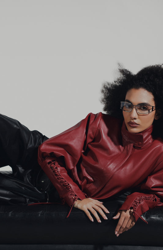 Jade Leather Jacket Red