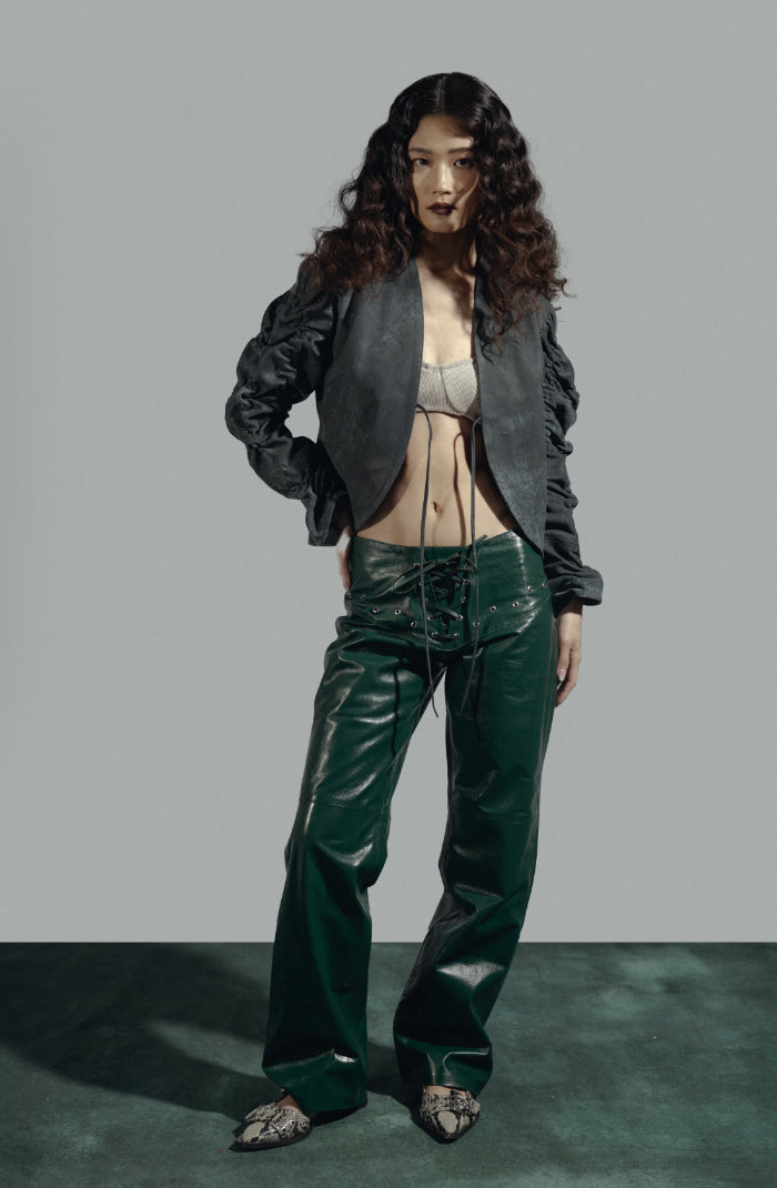 Jason Leather Pants Olive