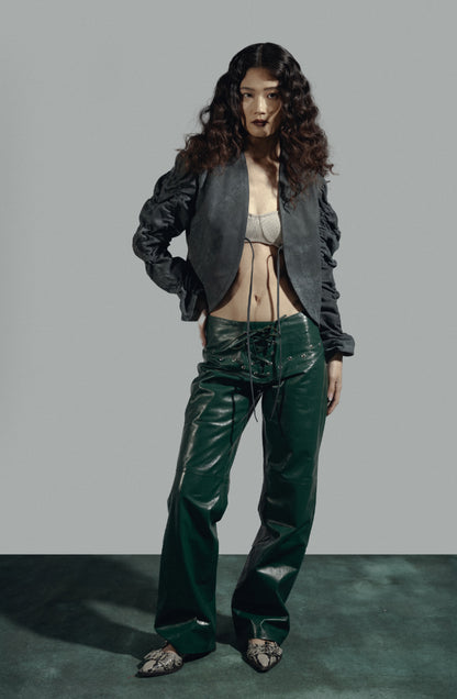 Jason Leather Pants Olive