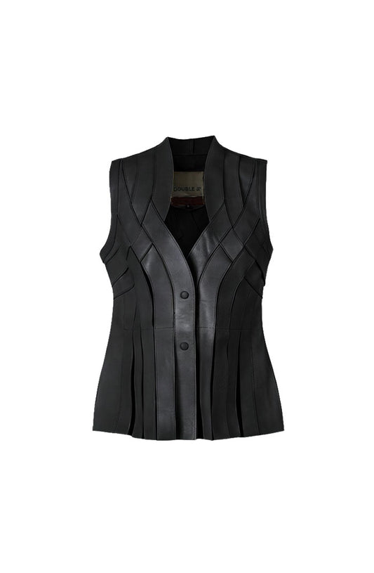 Brianna Leather Vest Black