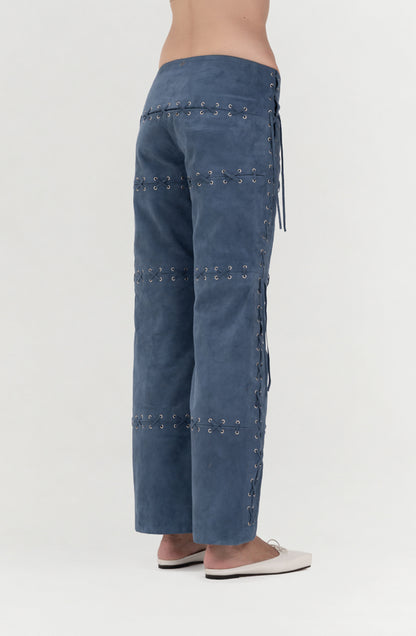 Phoebe Suede Pants Blue
