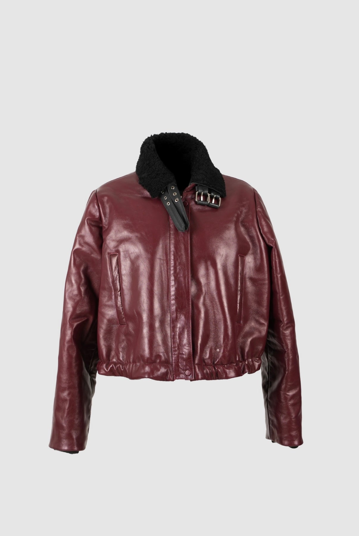 Jasper Leather Bomber Jacket Burgundy