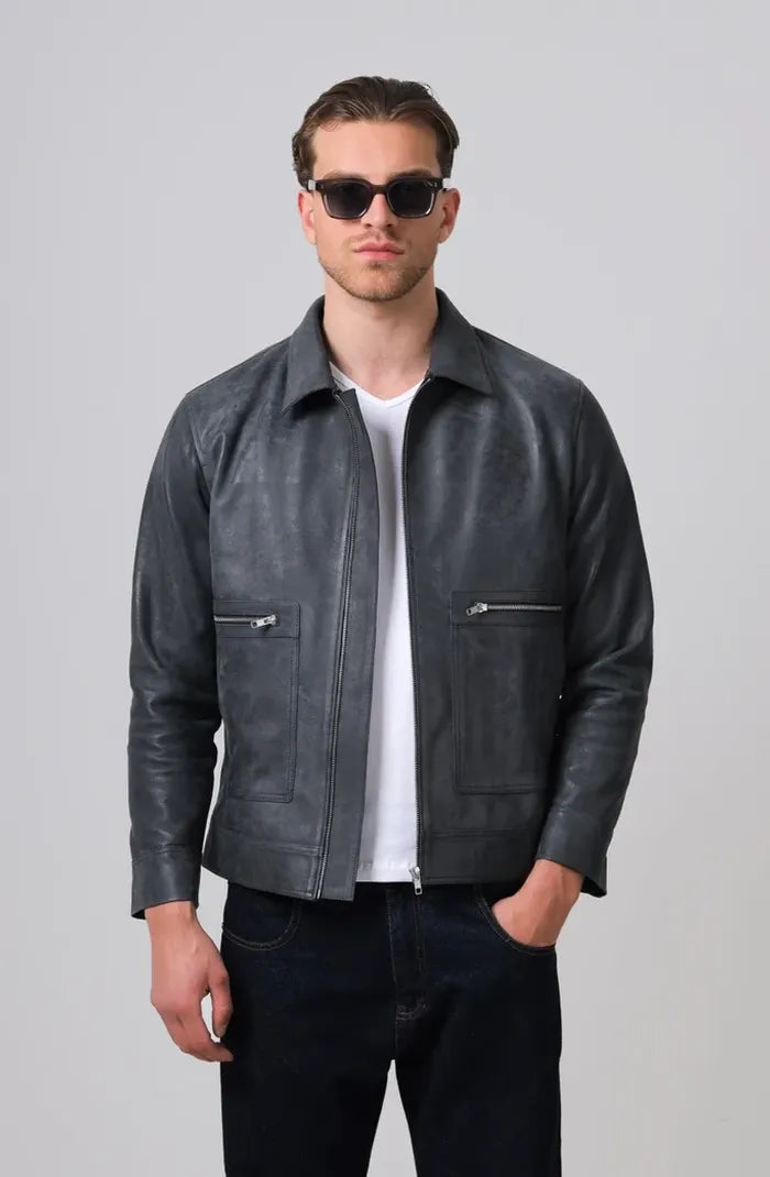 Logan Leather Jacket Washed grey