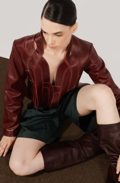 Brianna II Leather Jacket Burgundy