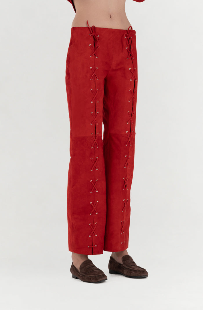 Adrian Suede Pants Red