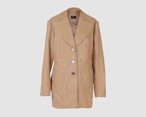 Ezra Leather Blazer Nude beige