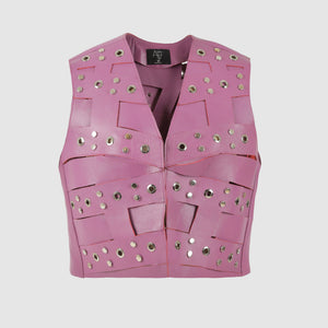 Aiden Studded Leather Vest Purple